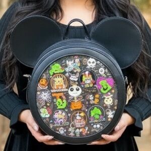 Spooky Mickey style  ears backpack with pin